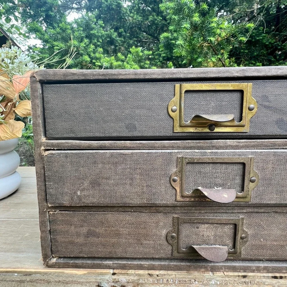 Old Vintage Countertop File Cabinet/Organizer w/ Drawers